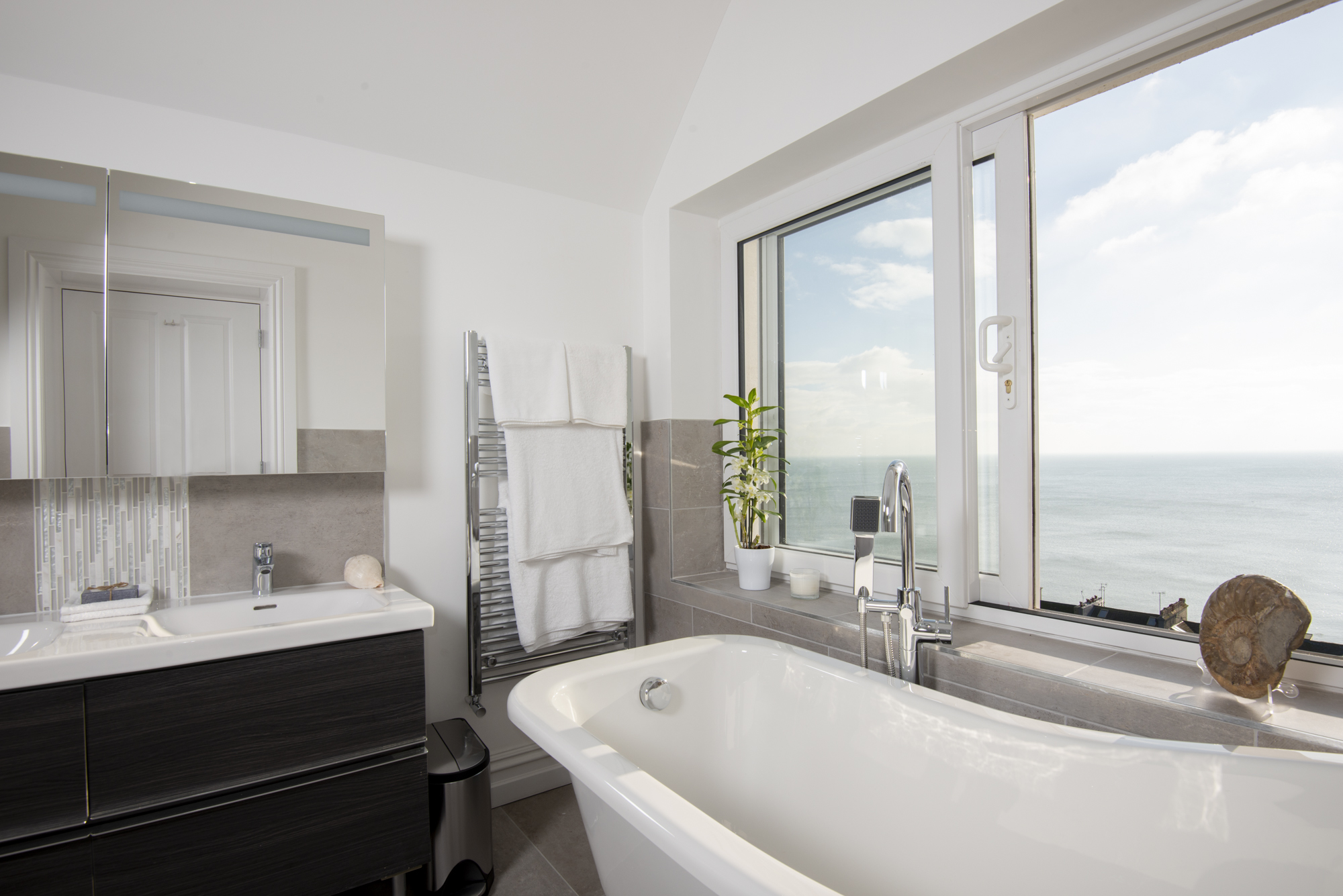 Master ensuite with freestanding bath and sea views